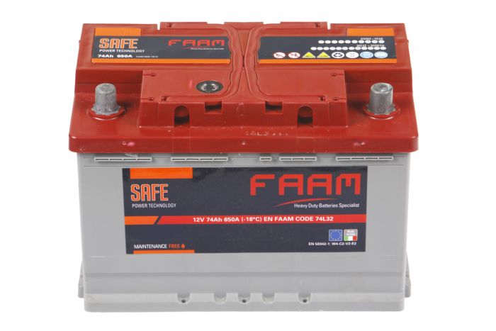 Акумулятор 6СТ-74, FAAM SAFE 74L32 650А, 12В, 74А*год